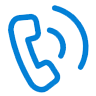 A blue telephone with a phone symbol in the middle of it.
